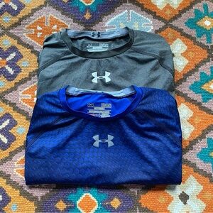 Under Armour Men's HeatGear Compression Blue, Gray Long Sleeve Size Medium x 2